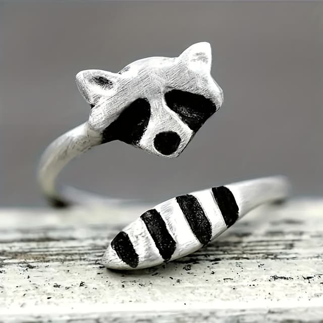 Silver Raccoon Adjustable Ring