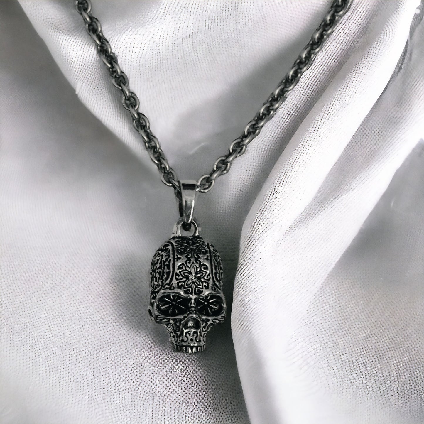 Engraved Skull Pendant