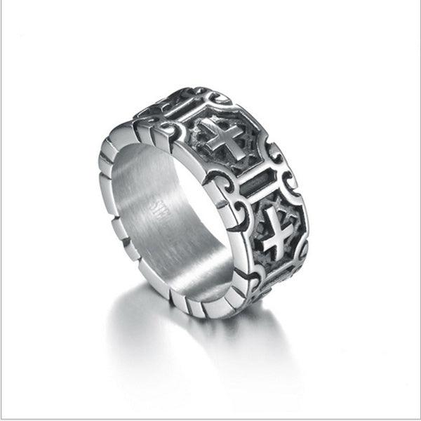 Cross Men's Silver band Ring - Tradition X