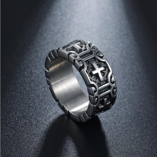 Cross Men's Silver band Ring - Tradition X